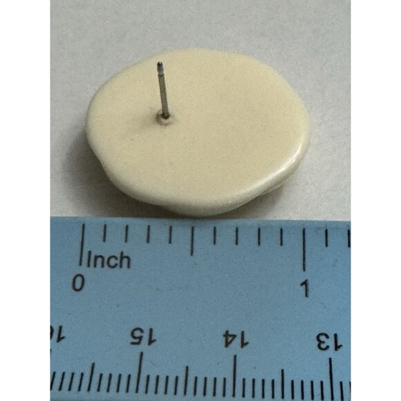 Vintage Celluloid Earrings Ivory White Studs and Clip Ons Set - Picture 3 of 7